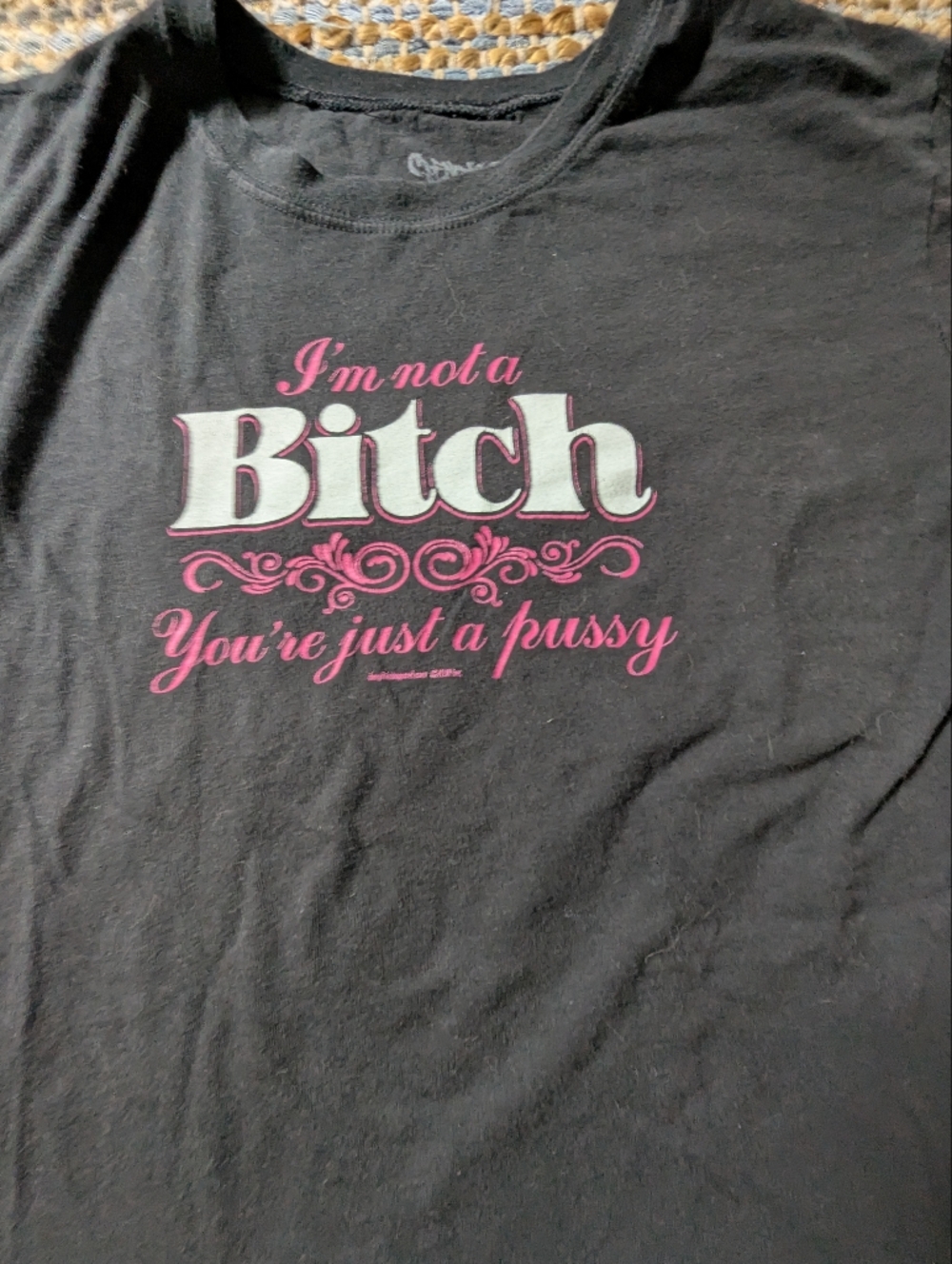 Black Graphic Tee L Pink White Statement Slogan Short Sleeve Indie Sleaze Grunge